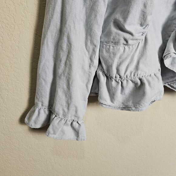 FEI Anthropologie Linen Jacket Blazer Size 8 Ruffle Lightweight Designer Coastal - Picture 11 of 15